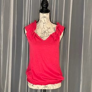 Express Women’s Coral Ruffle Top Size Small